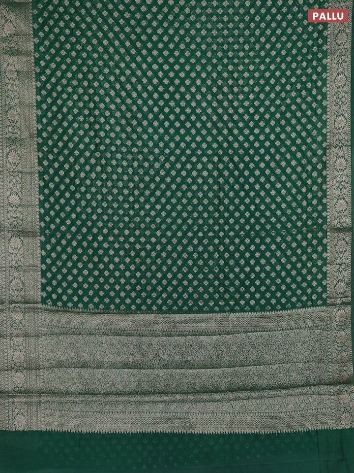 Semi chiniya silk saree green with allover thread & zari woven buttas and woven border