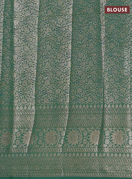 Semi chiniya silk saree green with allover thread & zari woven buttas and woven border