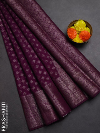 Semi chiniya silk saree purple with allover thread & zari woven buttas and woven border