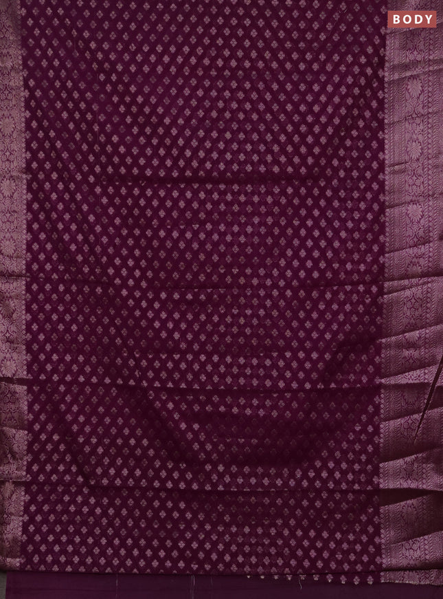 Semi chiniya silk saree purple with allover thread & zari woven buttas and woven border