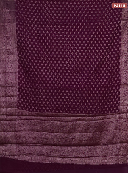 Semi chiniya silk saree purple with allover thread & zari woven buttas and woven border