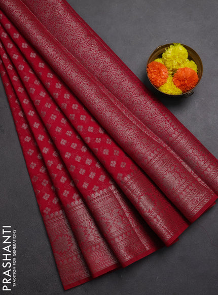 Semi chiniya silk saree pink with allover thread & zari woven buttas and woven border