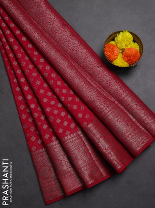 Semi chiniya silk saree pink with allover thread & zari woven buttas and woven border