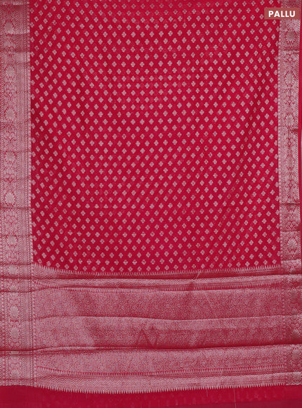 Semi chiniya silk saree pink with allover thread & zari woven buttas and woven border