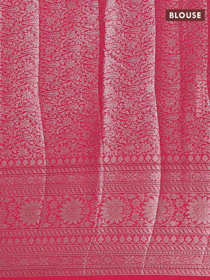 Semi chiniya silk saree pink with allover thread & zari woven buttas and woven border