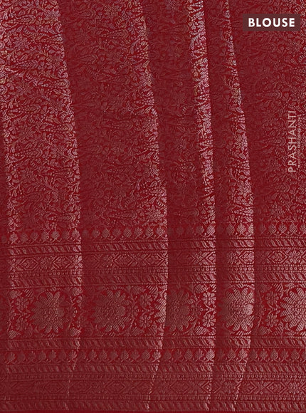 Semi chiniya silk saree kumkum red with allover thread & zari woven buttas and woven border