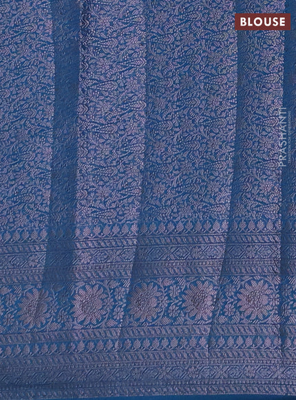 Semi chiniya silk saree peacock blue with allover thread & zari woven buttas and woven border