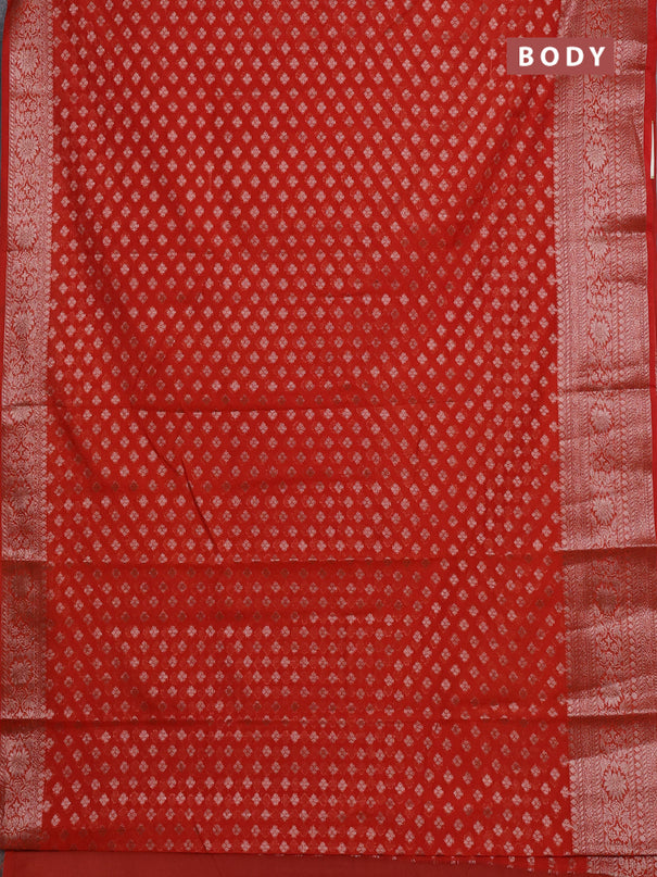 Semi chiniya silk saree orange with allover thread & zari woven buttas and woven border
