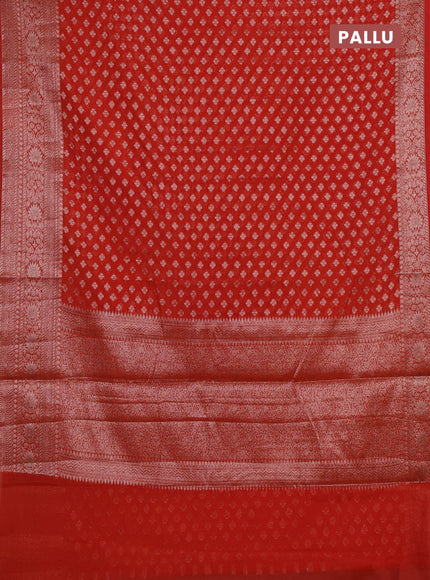 Semi chiniya silk saree orange with allover thread & zari woven buttas and woven border