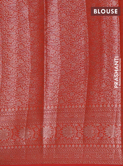 Semi chiniya silk saree orange with allover thread & zari woven buttas and woven border
