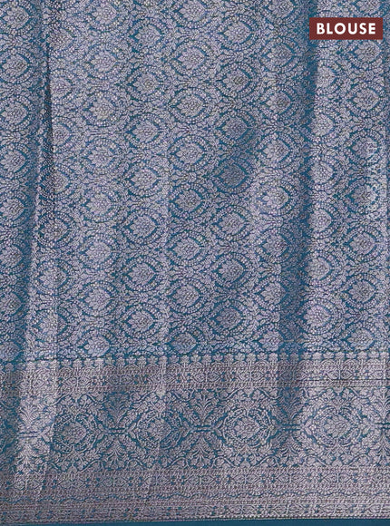 Semi chiniya silk saree peacock blue with allover thread & zari weaves and woven border
