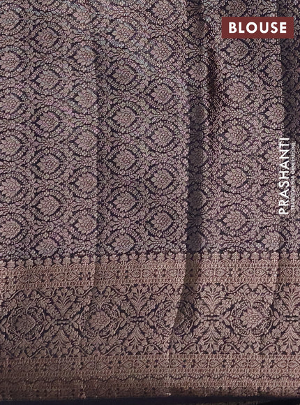 Semi chiniya silk saree navy blue with allover thread & zari weaves and woven border