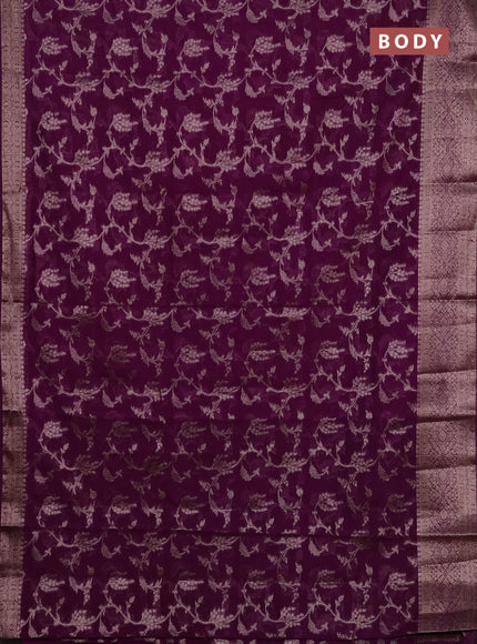 Semi chiniya silk saree purple with allover thread & zari weaves and woven border