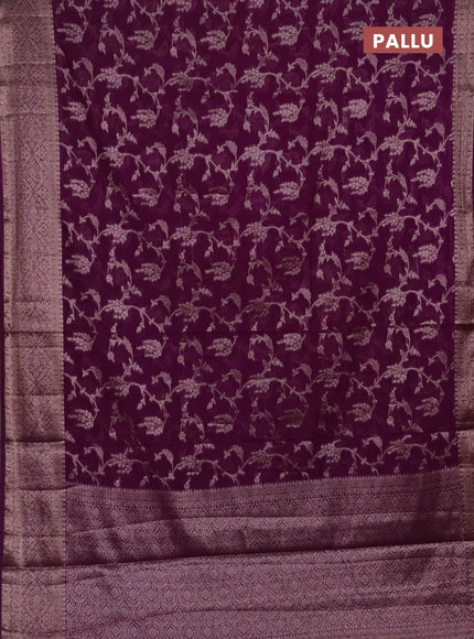 Semi chiniya silk saree purple with allover thread & zari weaves and woven border