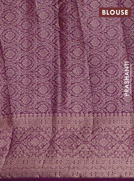 Semi chiniya silk saree purple with allover thread & zari weaves and woven border
