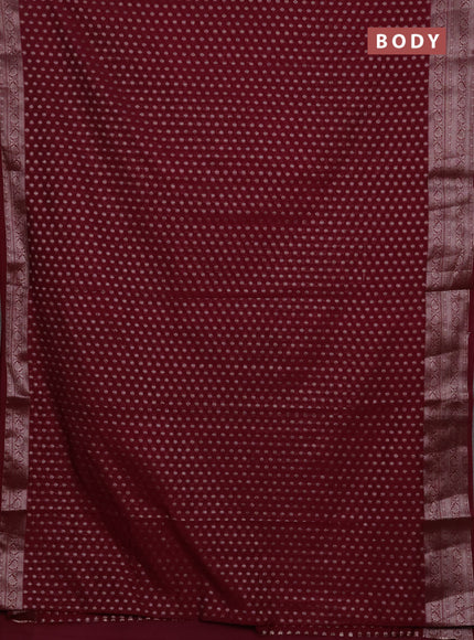 Semi chiniya silk saree wine shade with allover thread & zari woven buttas and woven border