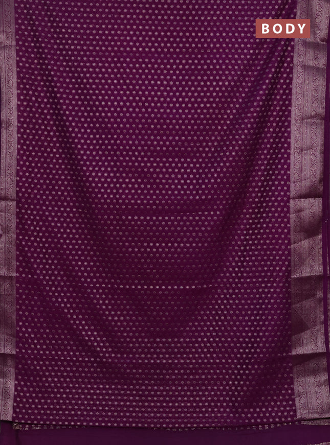 Semi chiniya silk saree purple with allover thread & zari woven buttas and woven border