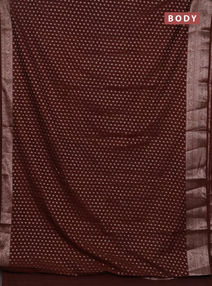 Semi chiniya silk saree coffee brown with allover thread & zari woven buttas and woven border