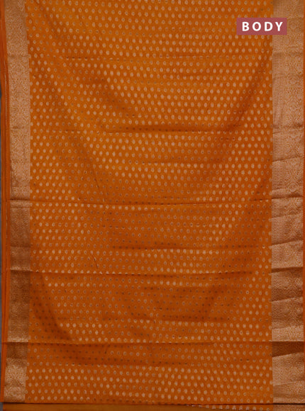 Semi chiniya silk saree mango yellow with allover thread & zari woven buttas and woven border
