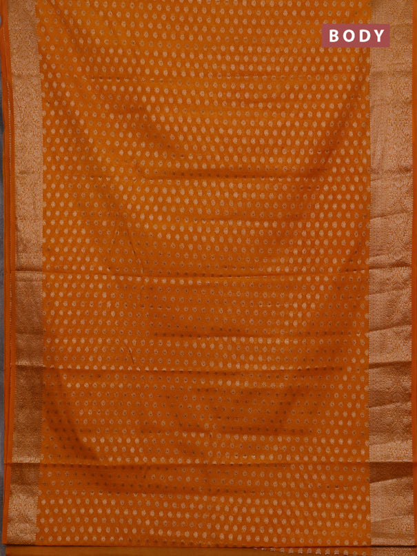 Semi chiniya silk saree mango yellow with allover thread & zari woven buttas and woven border