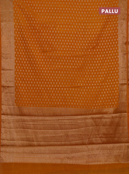 Semi chiniya silk saree mango yellow with allover thread & zari woven buttas and woven border