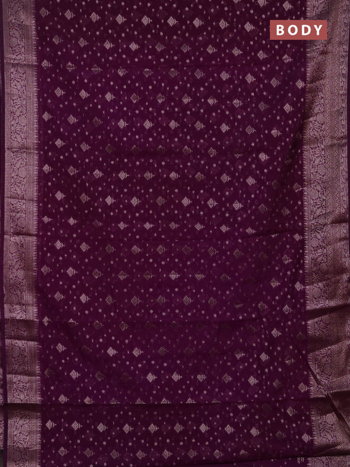 Semi chiniya silk saree purple with allover thread & zari woven buttas and woven border