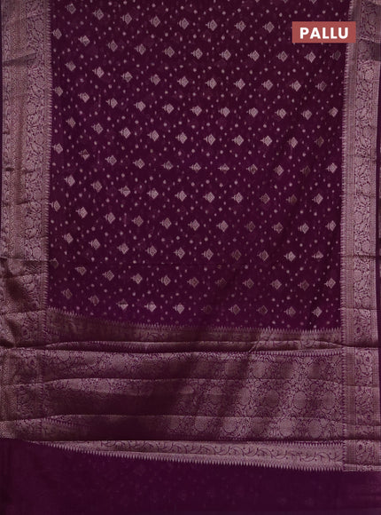 Semi chiniya silk saree purple with allover thread & zari woven buttas and woven border