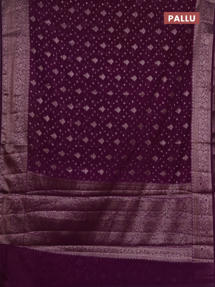 Semi chiniya silk saree purple with allover thread & zari woven buttas and woven border