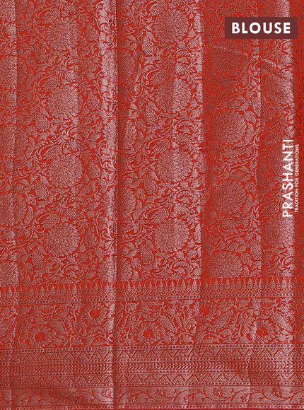 Semi chiniya silk saree orange with allover thread & zari woven buttas and woven border