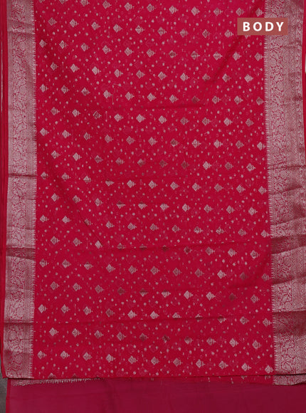 Semi chiniya silk saree pink with allover thread & zari woven buttas and woven border