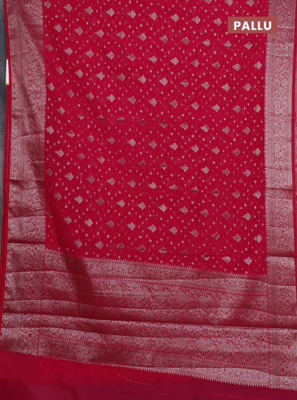 Semi chiniya silk saree pink with allover thread & zari woven buttas and woven border