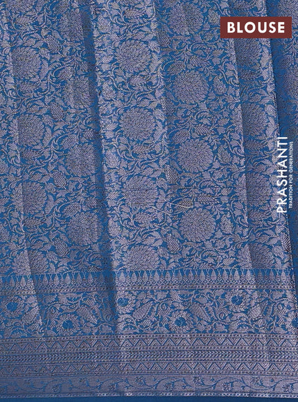 Semi chiniya silk saree peacock blue with allover thread & zari woven buttas and woven border
