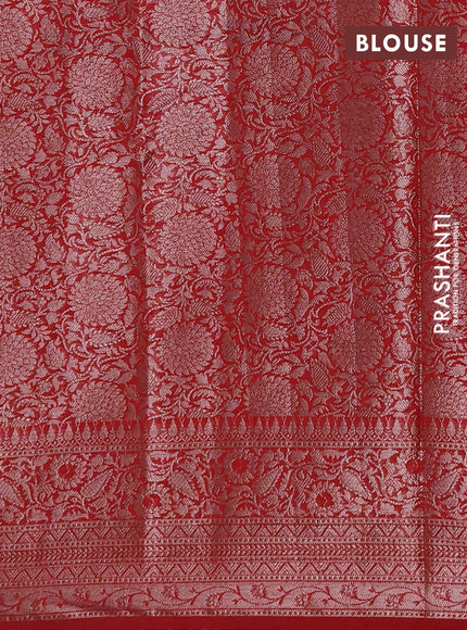 Semi chiniya silk saree red with allover thread & zari woven buttas and woven border