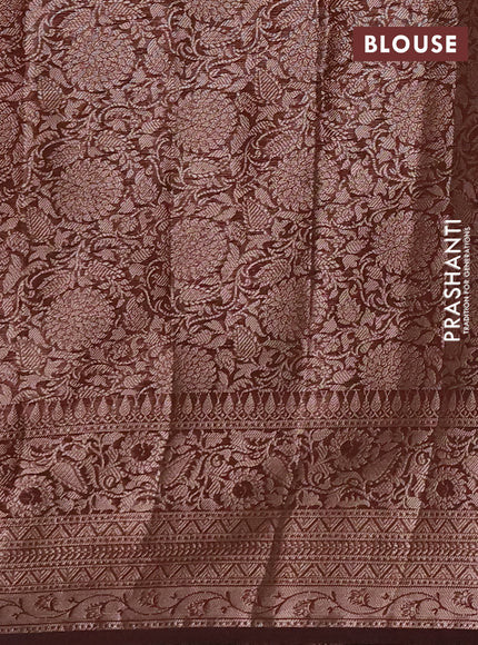 Semi chiniya silk saree coffee brown with allover thread & zari woven buttas and woven border