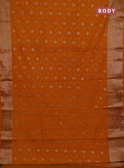 Semi chiniya silk saree mango yellow with allover thread & zari woven buttas and woven border