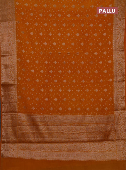 Semi chiniya silk saree mango yellow with allover thread & zari woven buttas and woven border