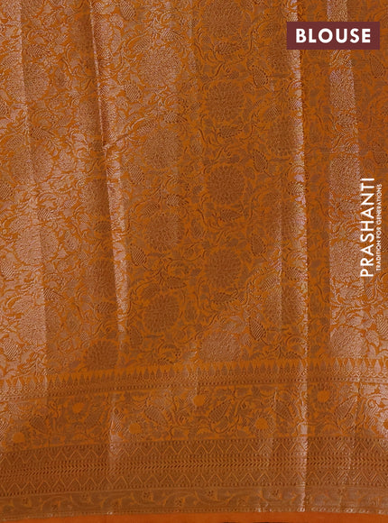 Semi chiniya silk saree mango yellow with allover thread & zari woven buttas and woven border