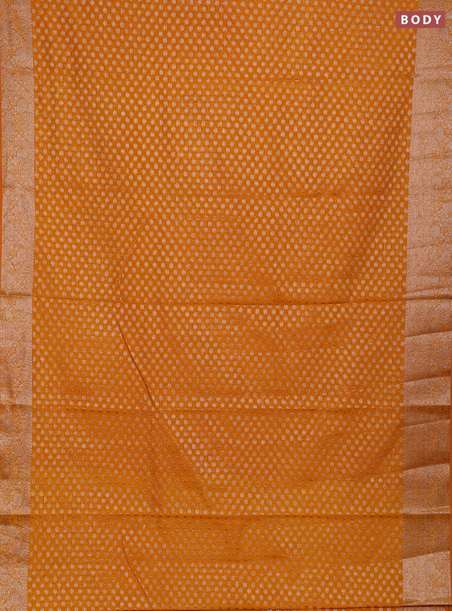 Semi chiniya silk saree mango yellow with allover thread & zari woven buttas and woven border