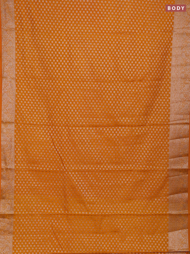 Semi chiniya silk saree mango yellow with allover thread & zari woven buttas and woven border