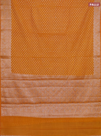 Semi chiniya silk saree mango yellow with allover thread & zari woven buttas and woven border