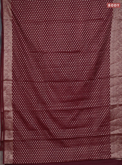 Semi chiniya silk saree deep maroon with allover thread & zari woven buttas and woven border