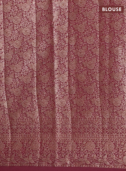 Semi chiniya silk saree deep maroon with allover thread & zari woven buttas and woven border