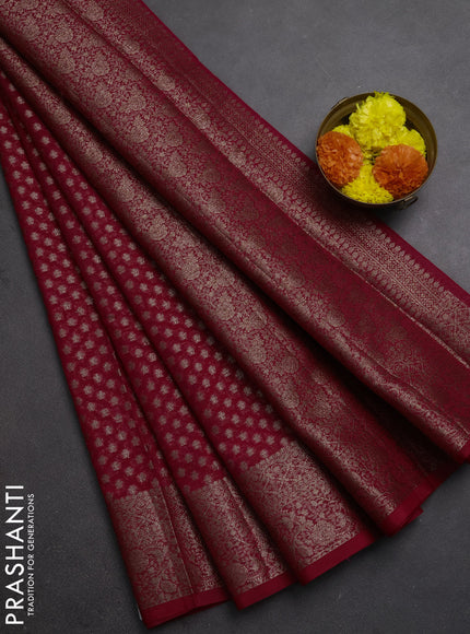 Semi chiniya silk saree pink with allover thread & zari woven buttas and woven border