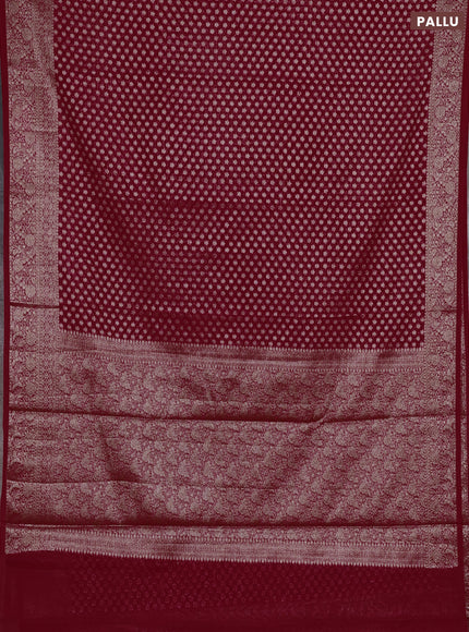 Semi chiniya silk saree pink with allover thread & zari woven buttas and woven border