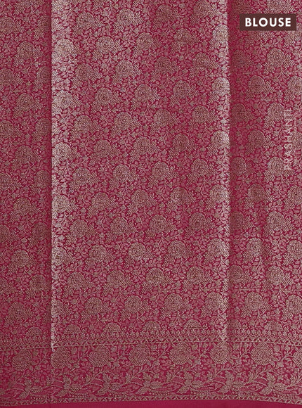 Semi chiniya silk saree pink with allover thread & zari woven buttas and woven border