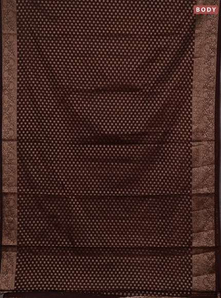 Semi chiniya silk saree coffee brown with allover thread & zari woven buttas and woven border
