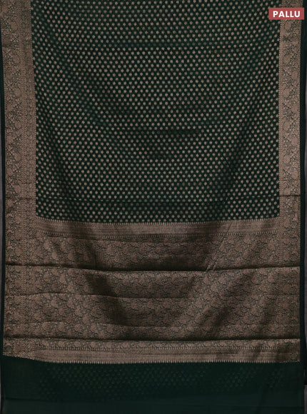 Semi chiniya silk saree bottle green with allover thread & zari woven buttas and woven border