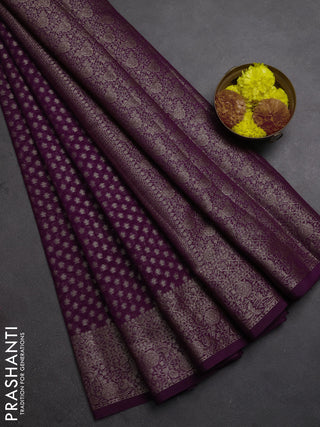 Semi chiniya silk saree purple with allover thread & zari woven buttas and woven border