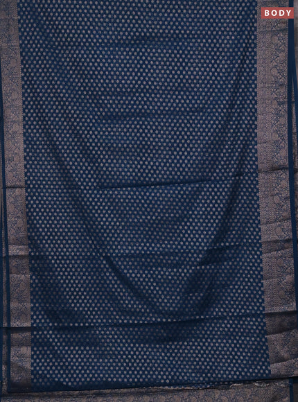 Semi chiniya silk saree peacock blue with allover thread & zari woven buttas and woven border
