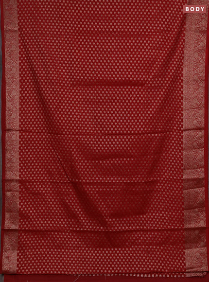Semi chiniya silk saree red with allover thread & zari woven buttas and woven border